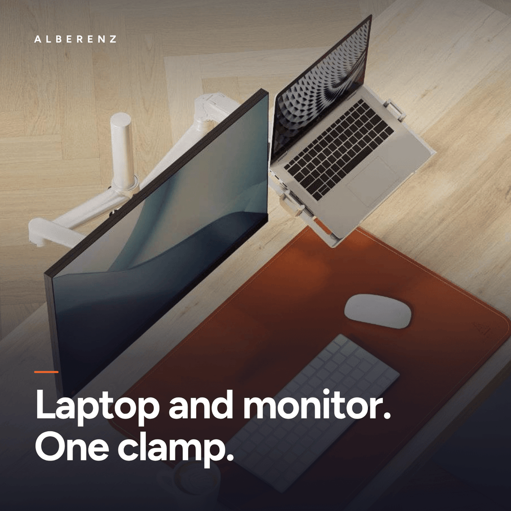 Alberenz® srebrne ramię do monitora laptopa z sprężyną gazową