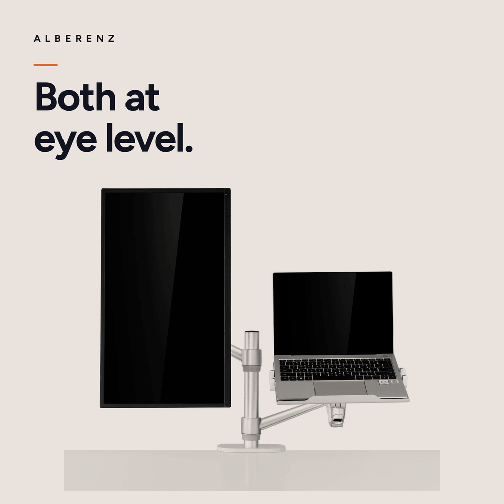Alberenz® srebrne ramię do monitora laptopa z sprężyną gazową