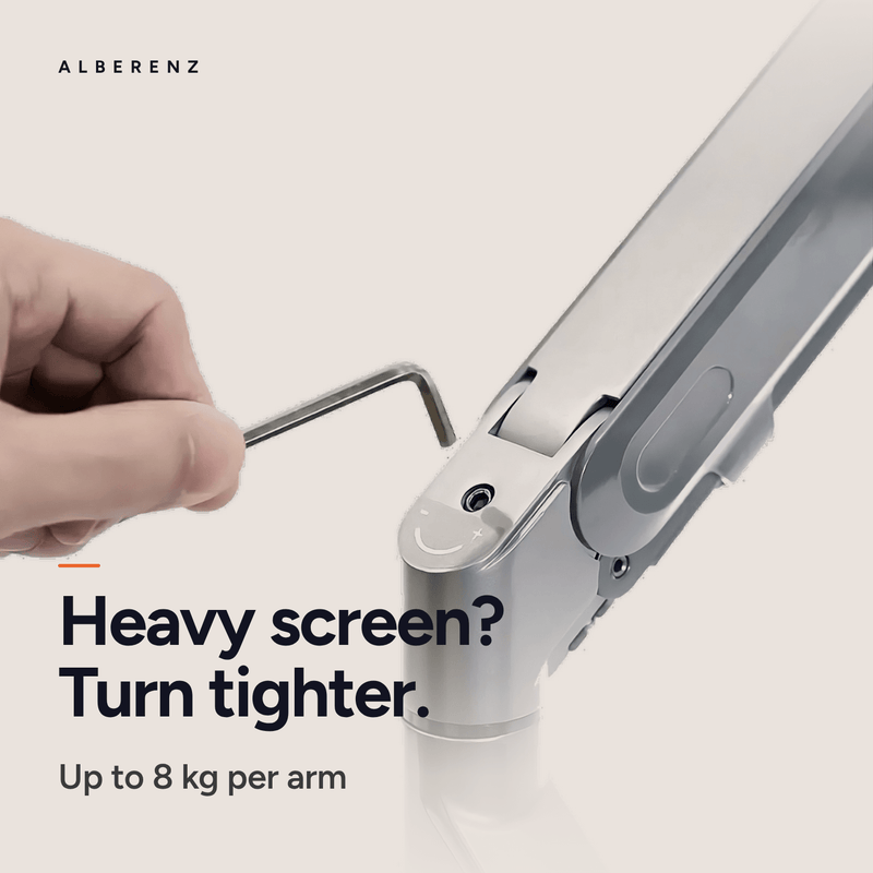 Alberenz® srebrne ramię do monitora laptopa z sprężyną gazową