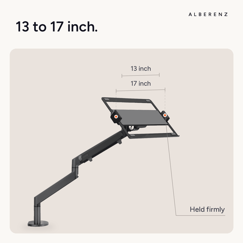 Alberenz® Ramię do laptopa z gazową sprężyną – ciemnoszare