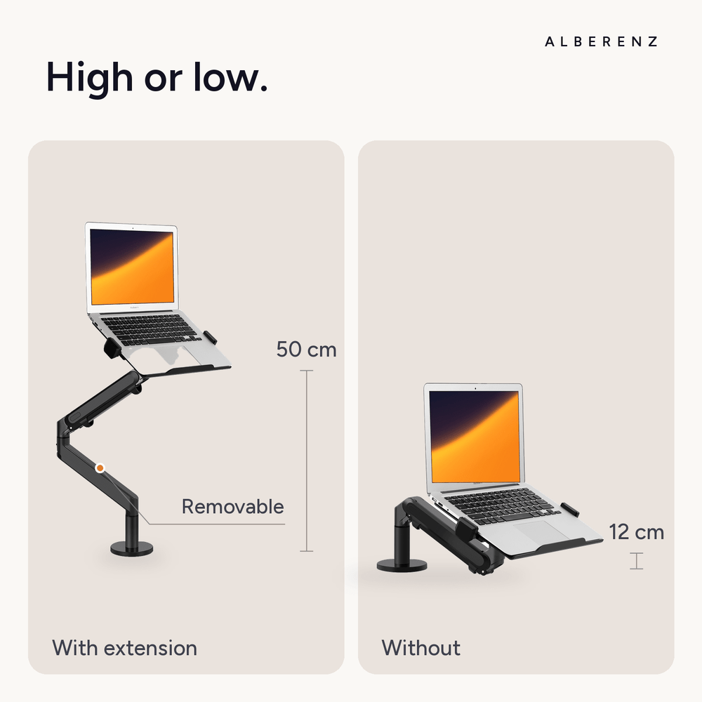 Alberenz® Ramię do laptopa z gazową sprężyną – ciemnoszare
