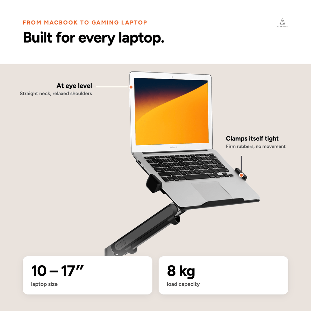 Alberenz® Laptop Arm Gas Spring - Dark Grey