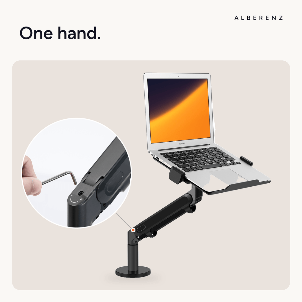 Alberenz® Ramię do laptopa z gazową sprężyną – ciemnoszare