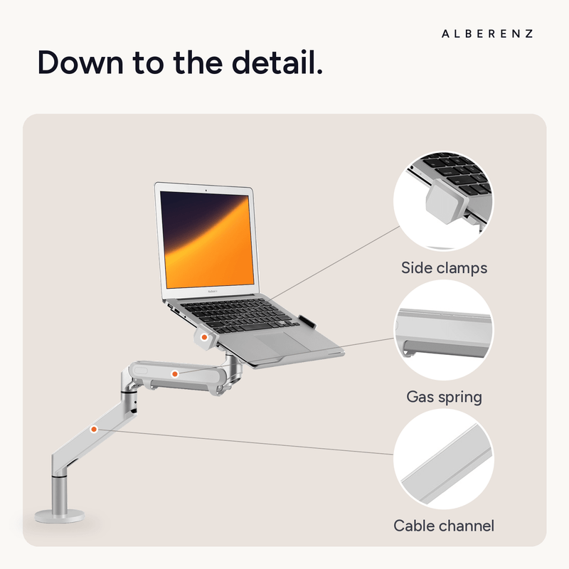 Alberenz® Laptop Arm Gas Spring Silver