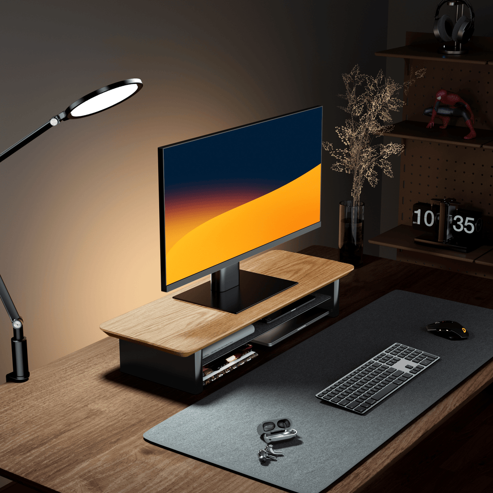 Alberenz® Dębowy drewniany podwyższacz pod monitor – 1 monitor