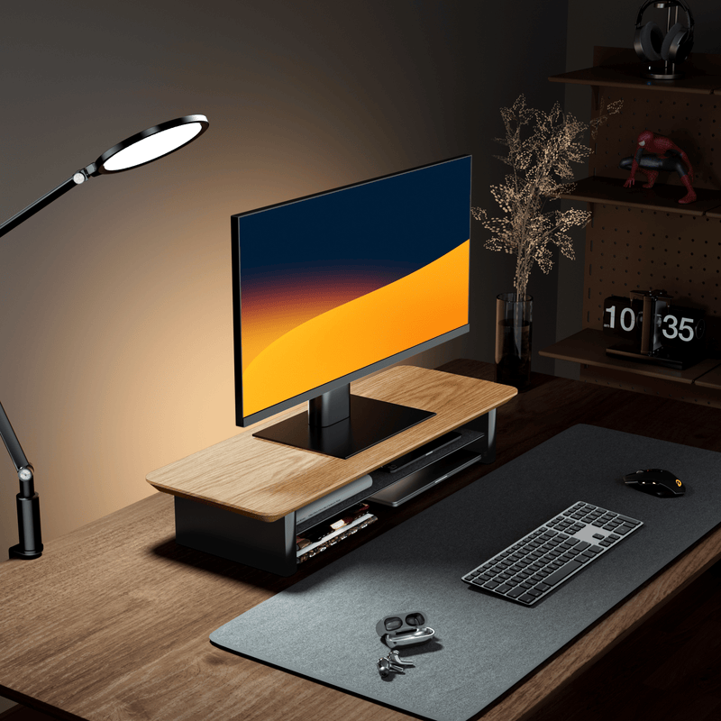 Alberenz® Dębowy drewniany podwyższacz pod monitor – 1 monitor