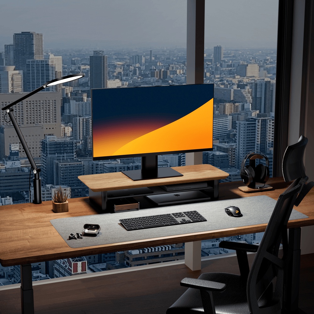 Alberenz® Dębowy drewniany podwyższacz pod monitor – 1 monitor