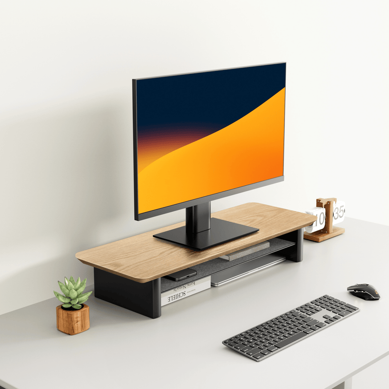 Alberenz® Dębowy drewniany podwyższacz pod monitor – 1 monitor