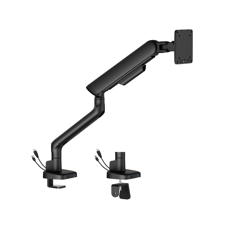 Alberenz pojedynczy uchwyt na monitor z amortyzatorem gazowym - Do 40 cali - z USB - Czarny