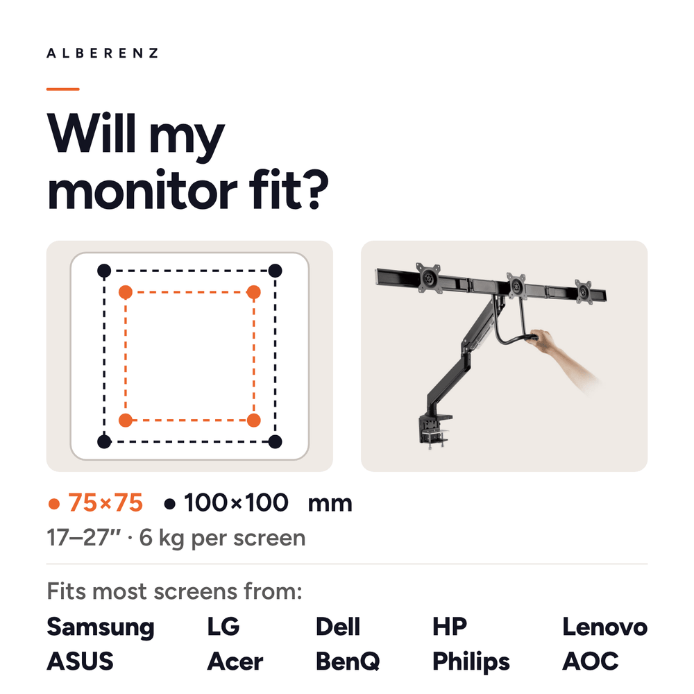 Alberenz® Monitor Mount for 3 Screens