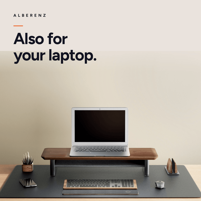 Alberenz® Walnut Wooden Monitor Riser - 1 Monitor