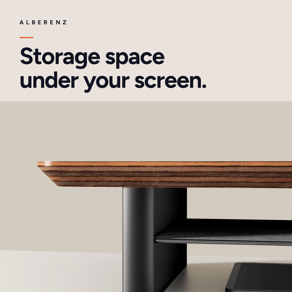 Alberenz® Walnut Wooden Monitor Riser - 1 Monitor