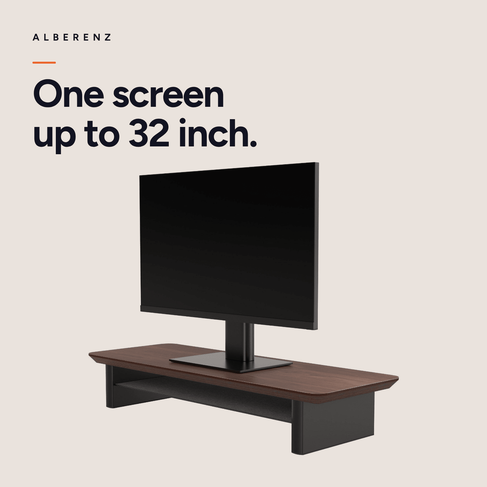 Alberenz® Walnut Wooden Monitor Riser - 1 Monitor