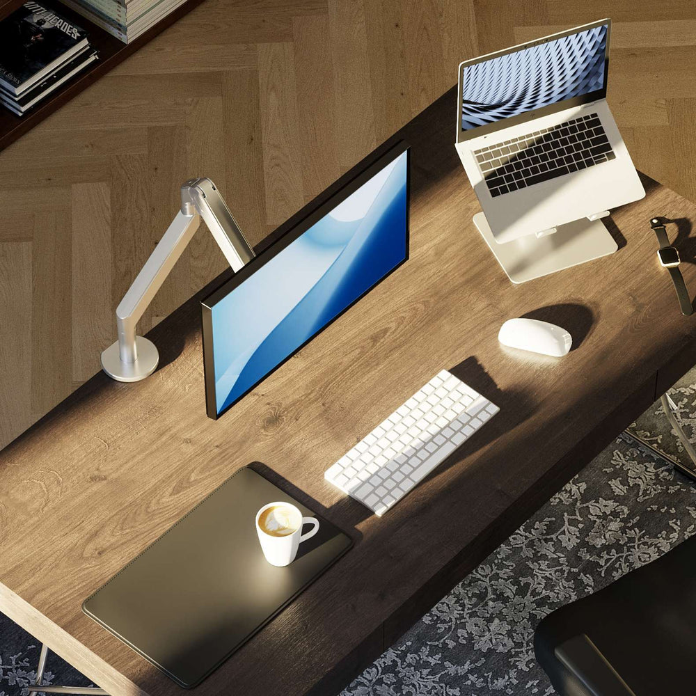 Alberenz® pojedyncze ramię do monitora z gazową sprężyną, srebrne