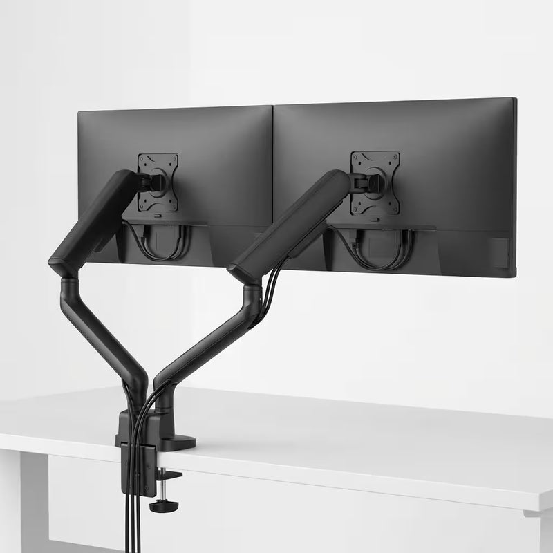 Alberenz Podwójny Uchwyt na Monitor z Gazową Sprężyną - Do 35" - Z USB - Czarny