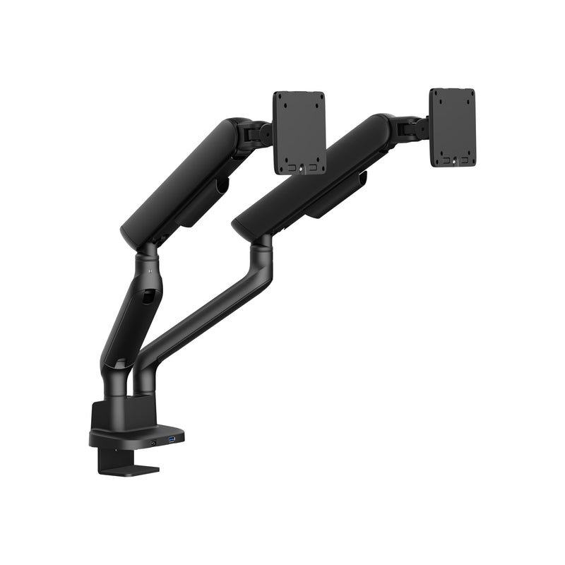 Alberenz Podwójny Uchwyt na Monitor z Gazową Sprężyną - Do 35" - Z USB - Czarny