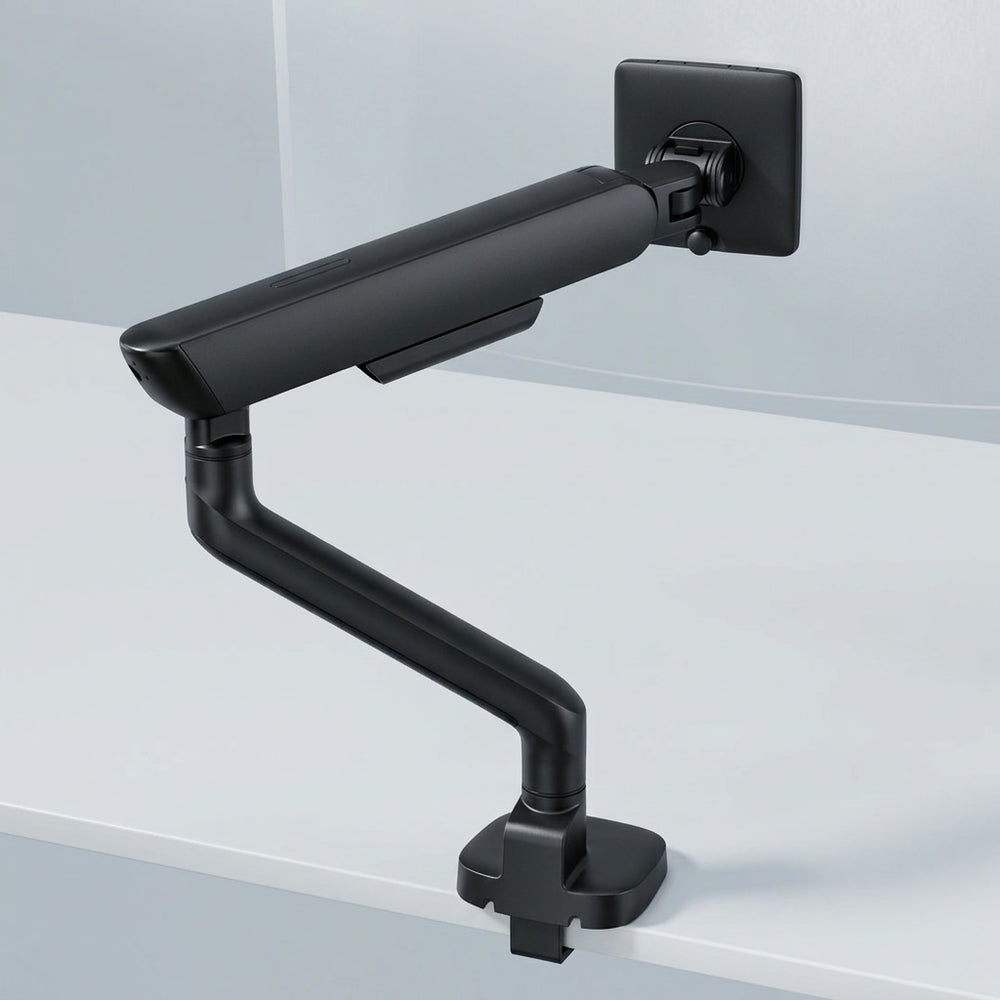 Alberenz pojedynczy uchwyt na monitor z amortyzatorem gazowym - Do 40 cali - z USB - Czarny