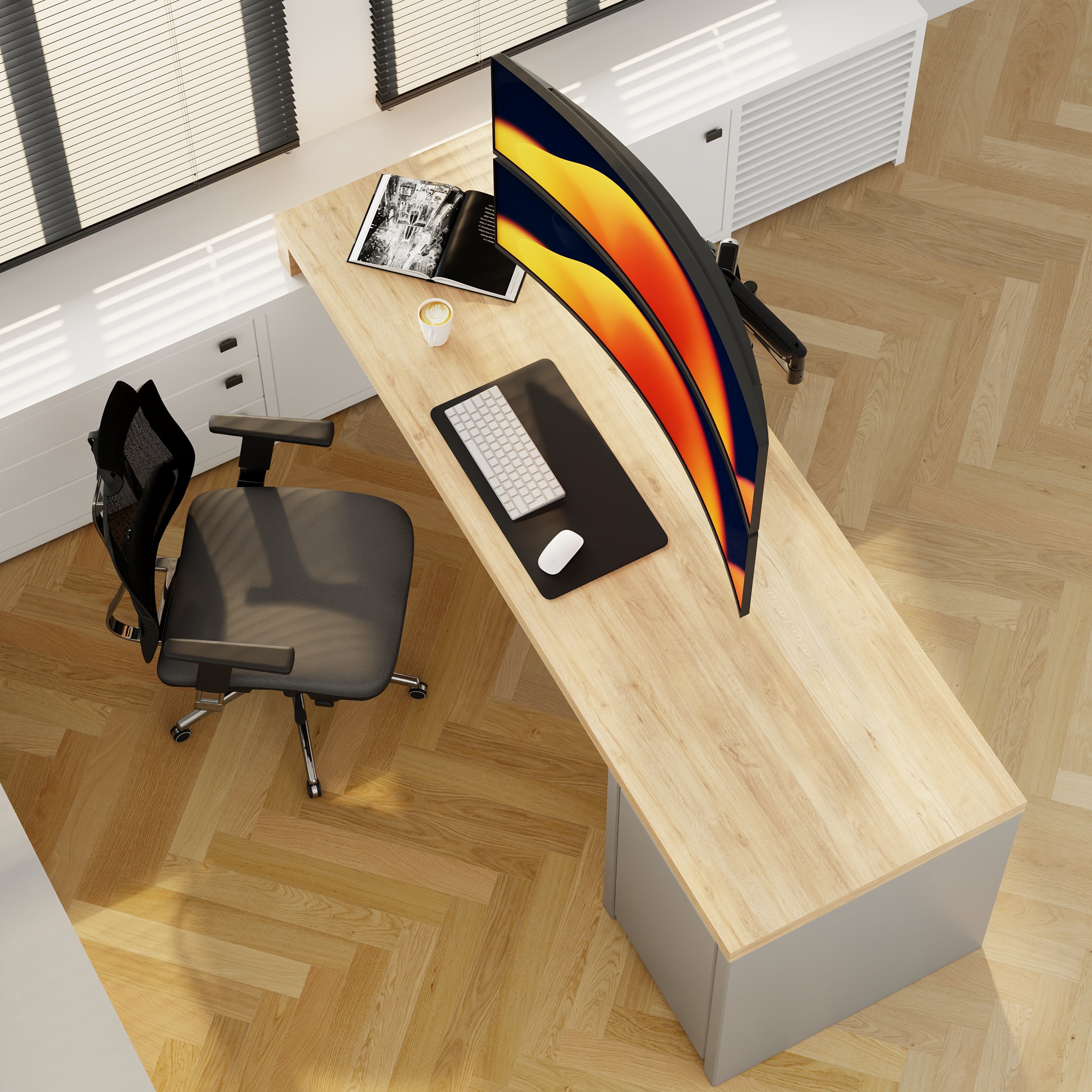 Alberenz® Alberenz Dual Heavy Duty Curved Monitor Mount (up to 2 x 57 inches)