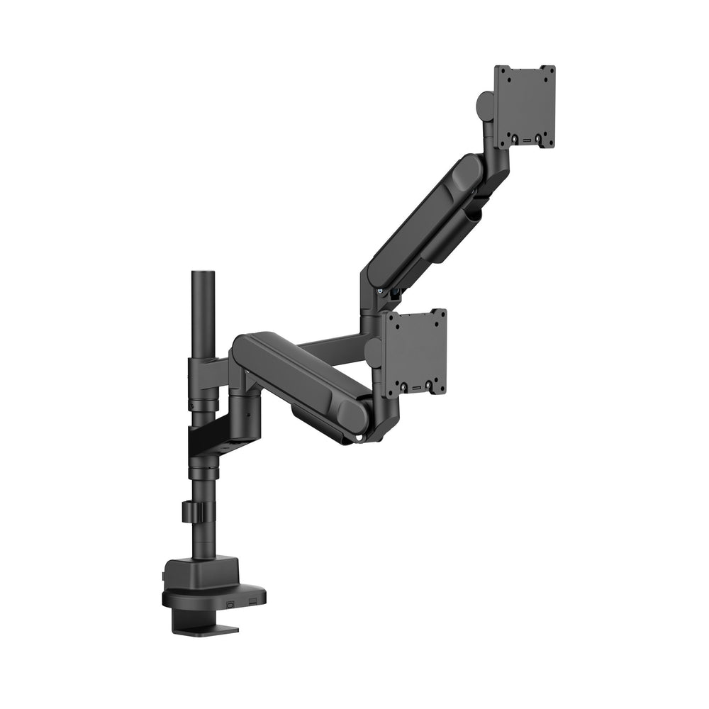 Alberenz® Podwójny uchwyt Heavy Duty ze sprężyną gazową (2 ekrany do 57 cali)