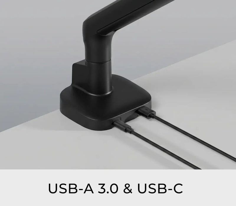Alberenz Podwójny Uchwyt na Monitor z Gazową Sprężyną - Do 35" - Z USB - Czarny