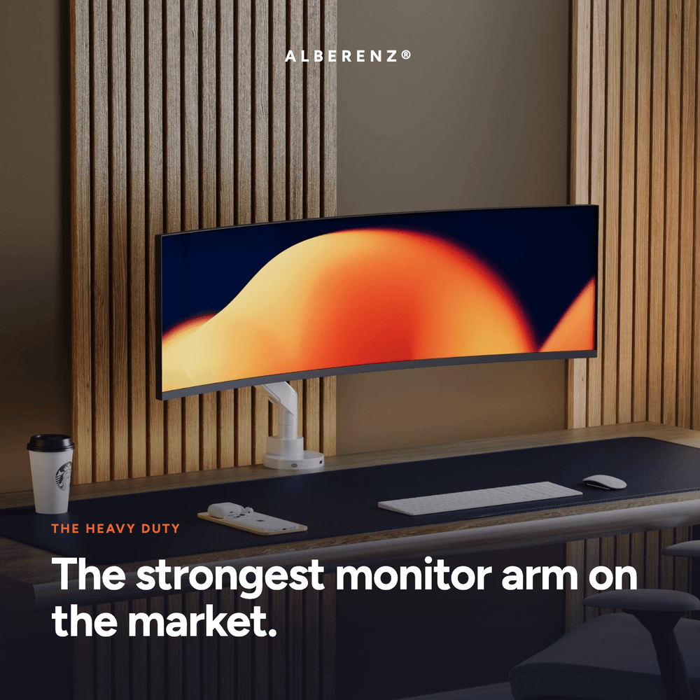 Alberenz® Wytrzymały uchwyt do monitora z gazową sprężyną, biały (do 57 cali)