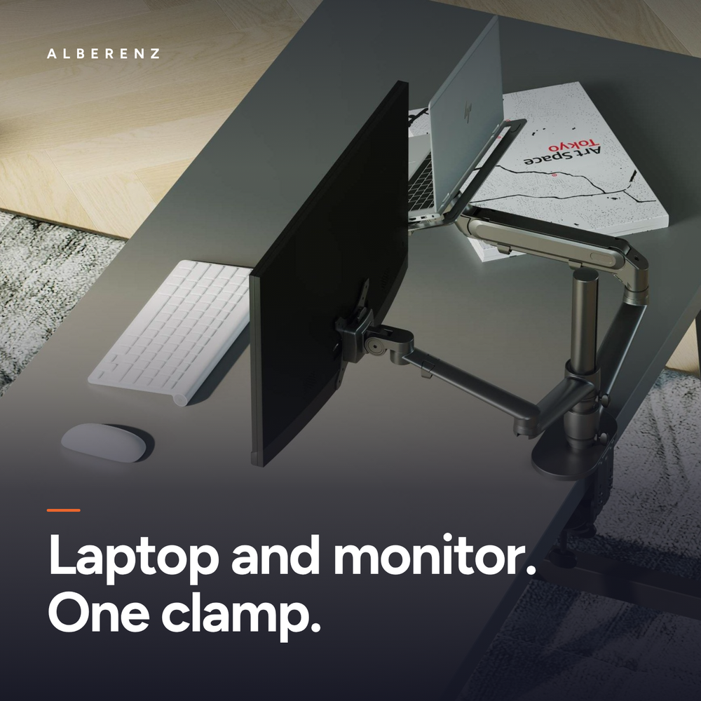Alberenz® ramię do monitora laptopa z sprężyną gazową czarne