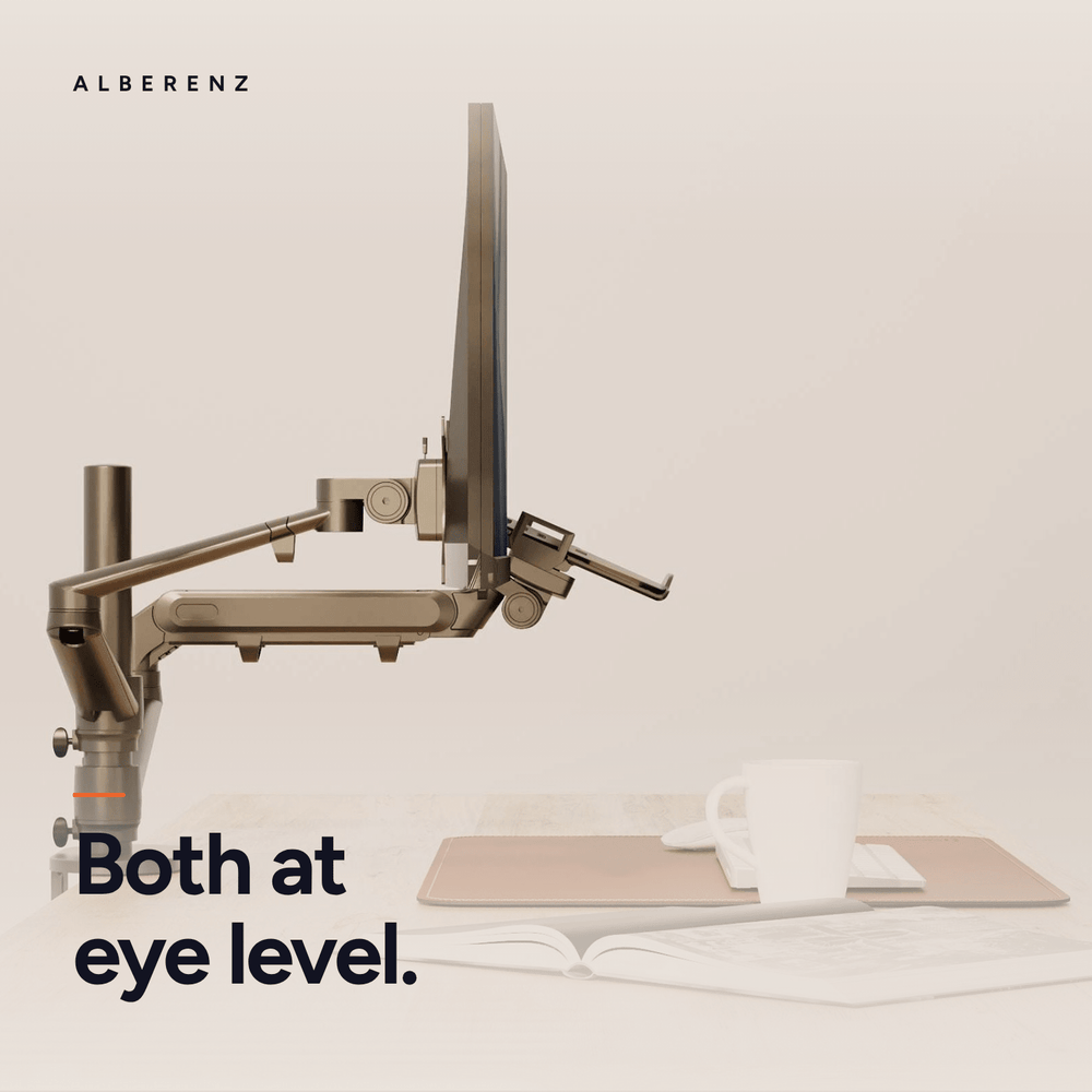 Alberenz® ramię do monitora laptopa z sprężyną gazową czarne