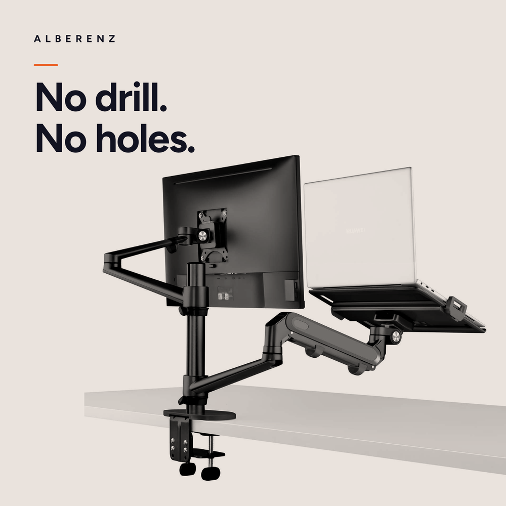 Alberenz® ramię do monitora laptopa z sprężyną gazową czarne