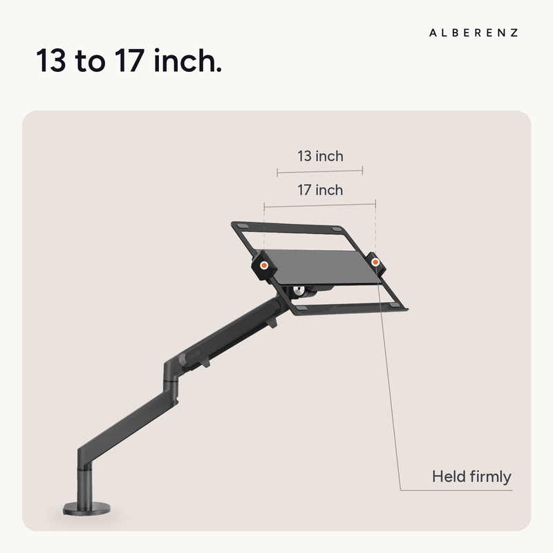 Alberenz® Ramię do laptopa z gazową sprężyną – ciemnoszare