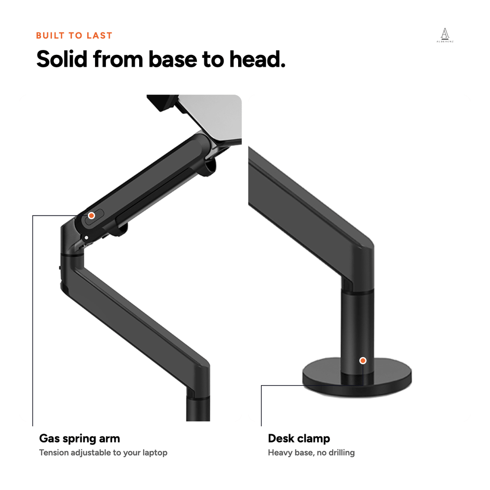 Alberenz® Laptop Arm Gas Spring - Dark Grey