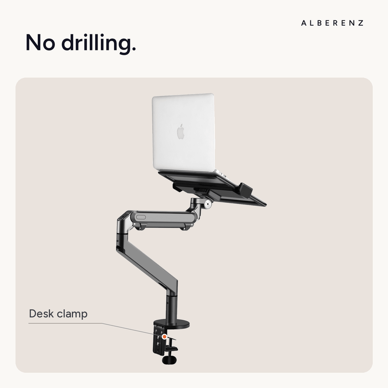 Alberenz® Ramię do laptopa z gazową sprężyną – ciemnoszare