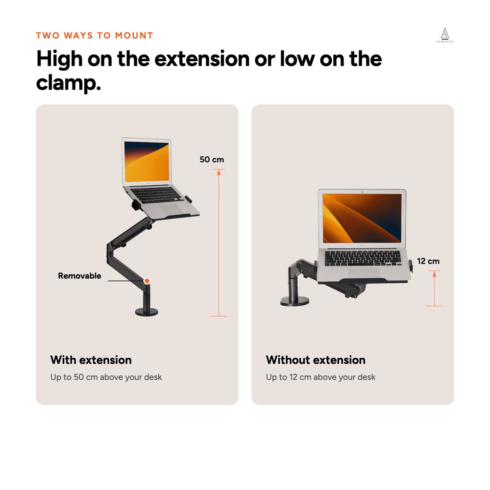 Alberenz® Laptop Arm Gas Spring - Dark Grey
