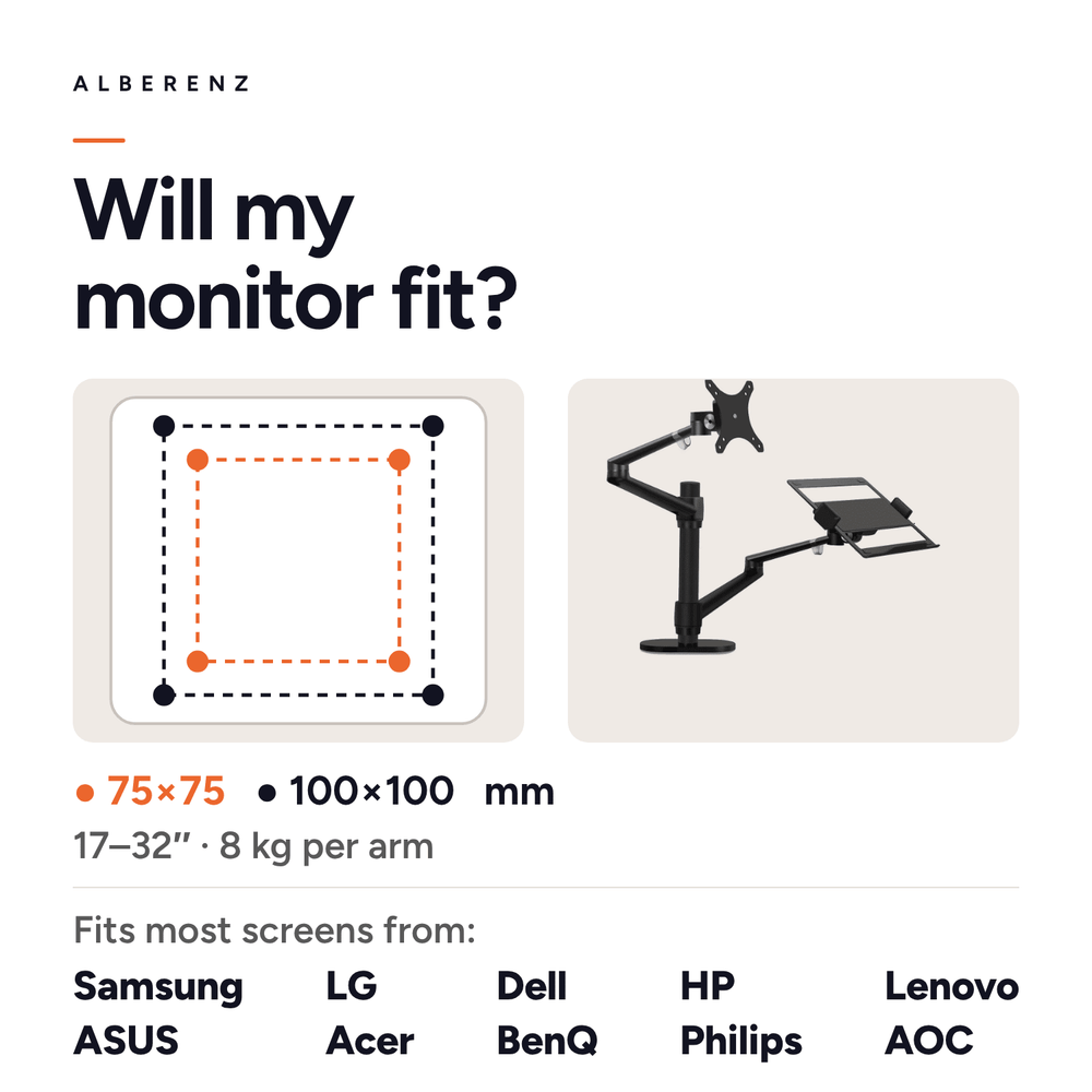 Alberenz® Laptop Monitor Arm Black