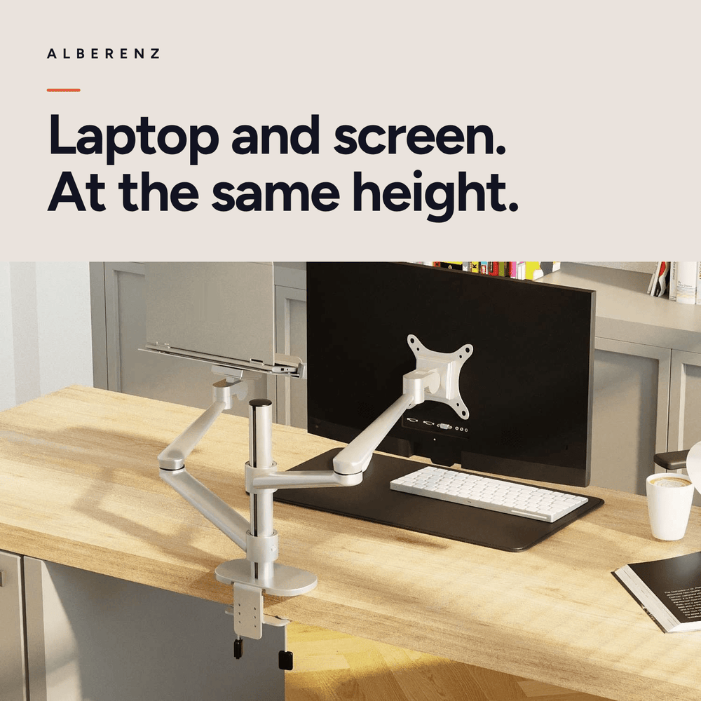 Alberenz® Laptop Monitor Arm Silver