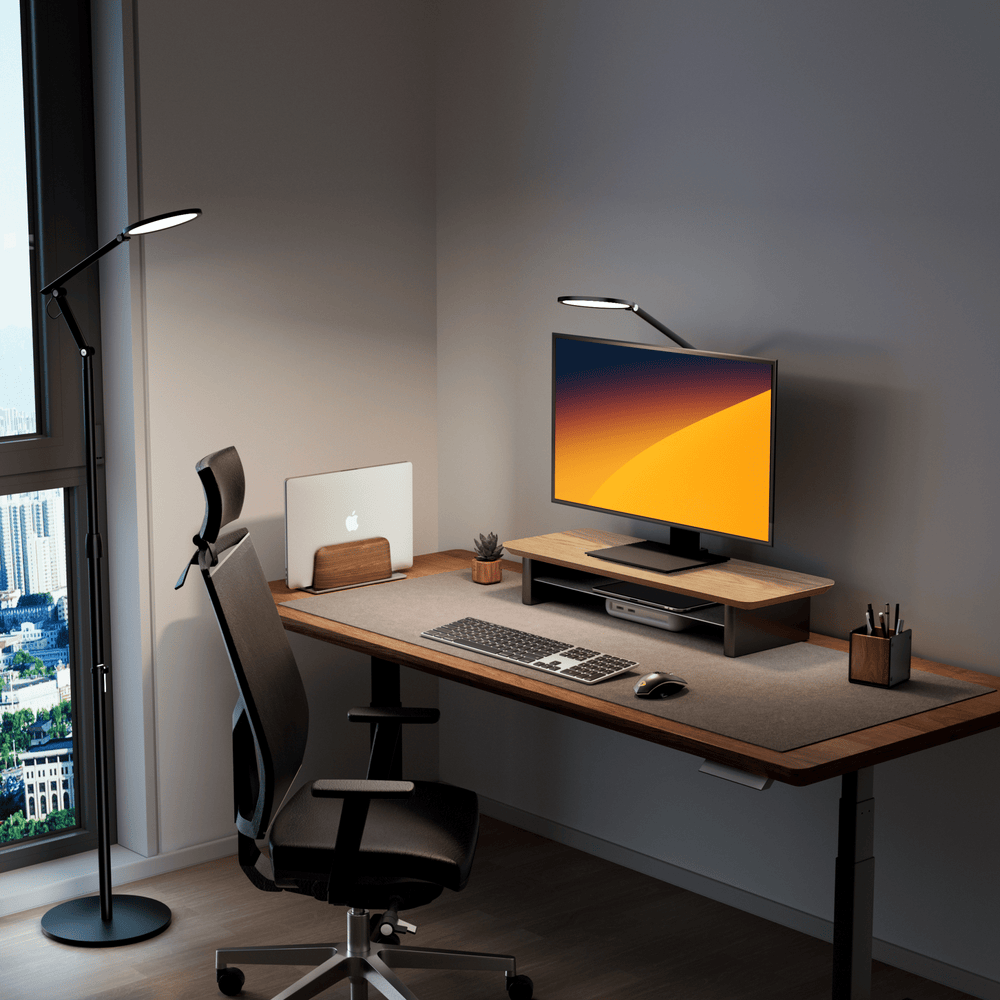 Alberenz® Dębowy drewniany podwyższacz pod monitor – 1 monitor
