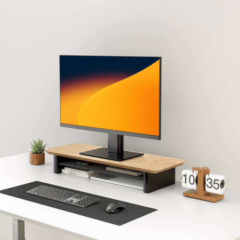 Alberenz® Dębowy drewniany podwyższacz pod monitor – 1 monitor