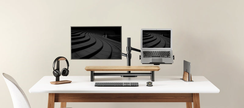 Alberenz® Dębowy drewniany podwyższacz pod monitor – 1 monitor