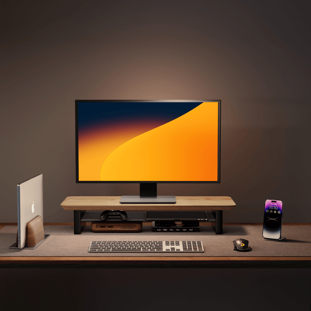 Alberenz® Dębowy drewniany podwyższacz pod monitor – 1 monitor