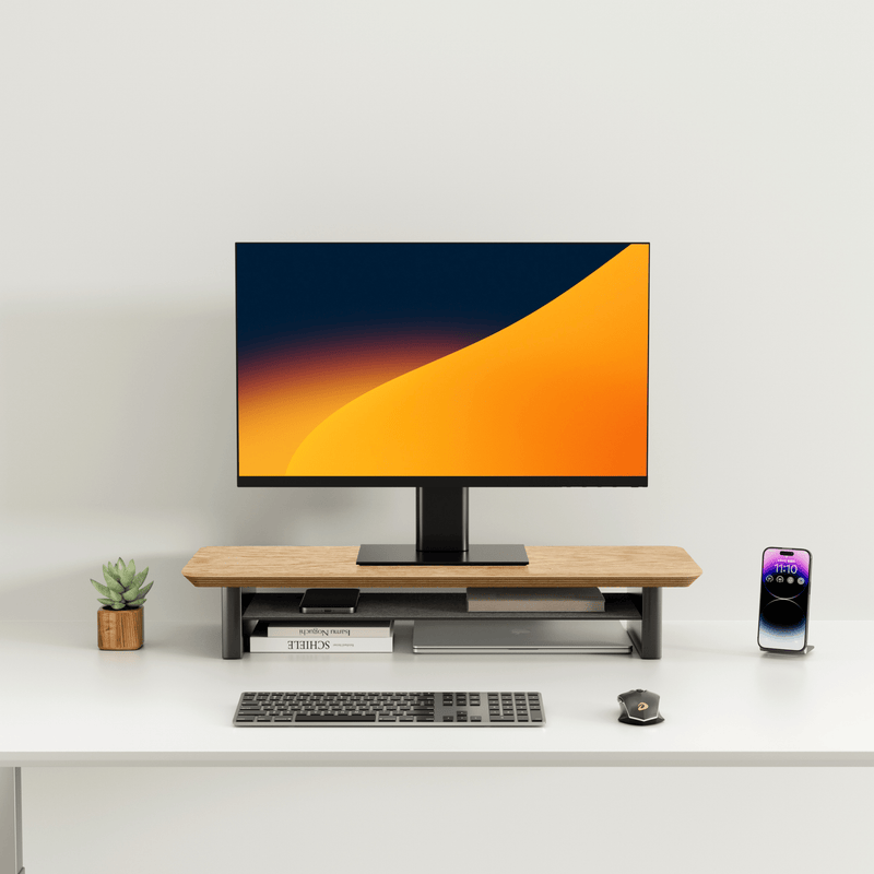 Alberenz® Dębowy drewniany podwyższacz pod monitor – 1 monitor