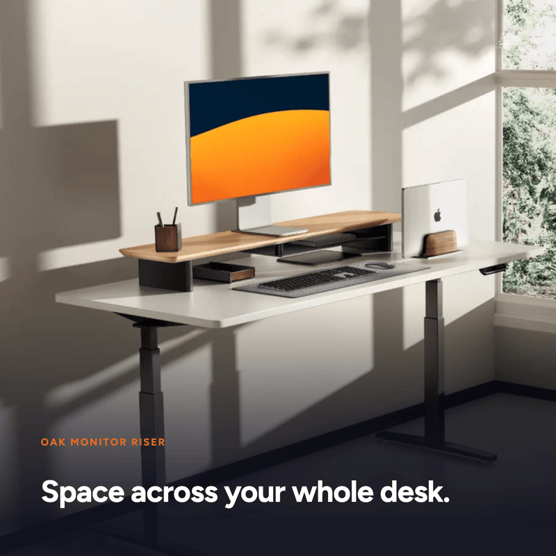Alberenz® Oak Wooden Monitor Riser - 2 Monitors