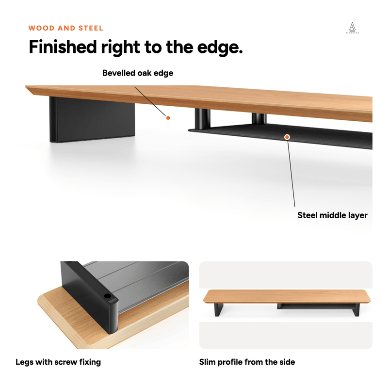 Alberenz® Oak Wooden Monitor Riser - 2 Monitors