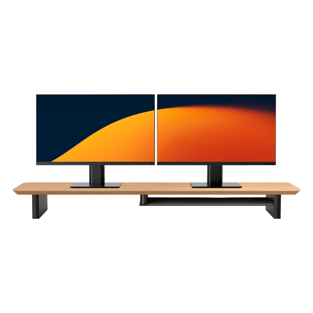 Alberenz® Oak Wooden Monitor Riser - 2 Monitors