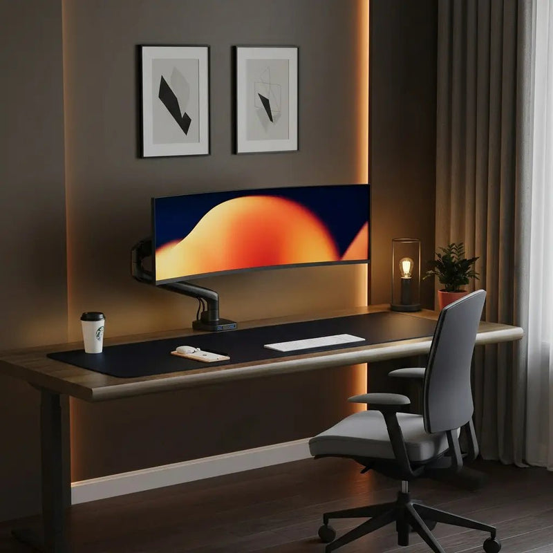 Alberenz pojedynczy uchwyt na monitor z amortyzatorem gazowym - Do 40 cali - z USB - Czarny