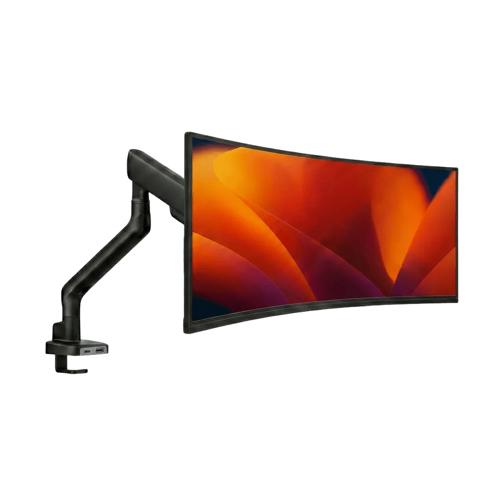 Alberenz pojedynczy uchwyt na monitor z amortyzatorem gazowym - Do 40 cali - z USB - Czarny