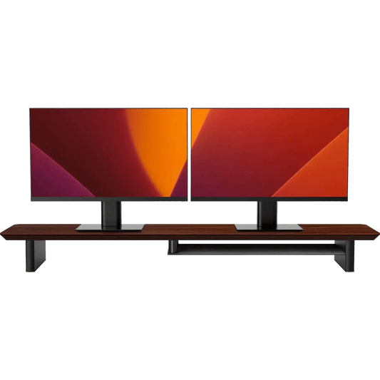 Alberenz® Walnut Wooden Monitor Riser - 2 Monitors - Alberenz - 