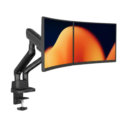 Alberenz Double Monitor Mount Gas Spring - Up until 35" - With USB - Black