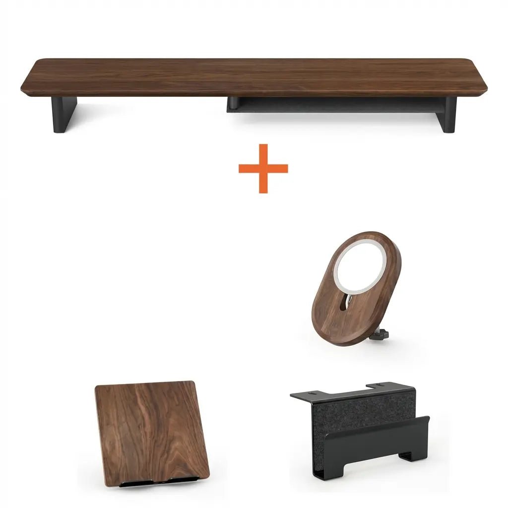 Bundle: Walnut Monitor Riser + MagSafe Charger + Laptop Holder + Tablet Stand - Alberenz - Bundles
