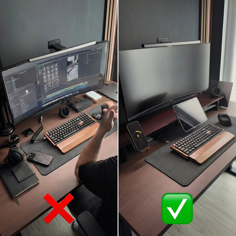 Alberenz® Walnut Wooden Monitor Riser - 2 Monitors