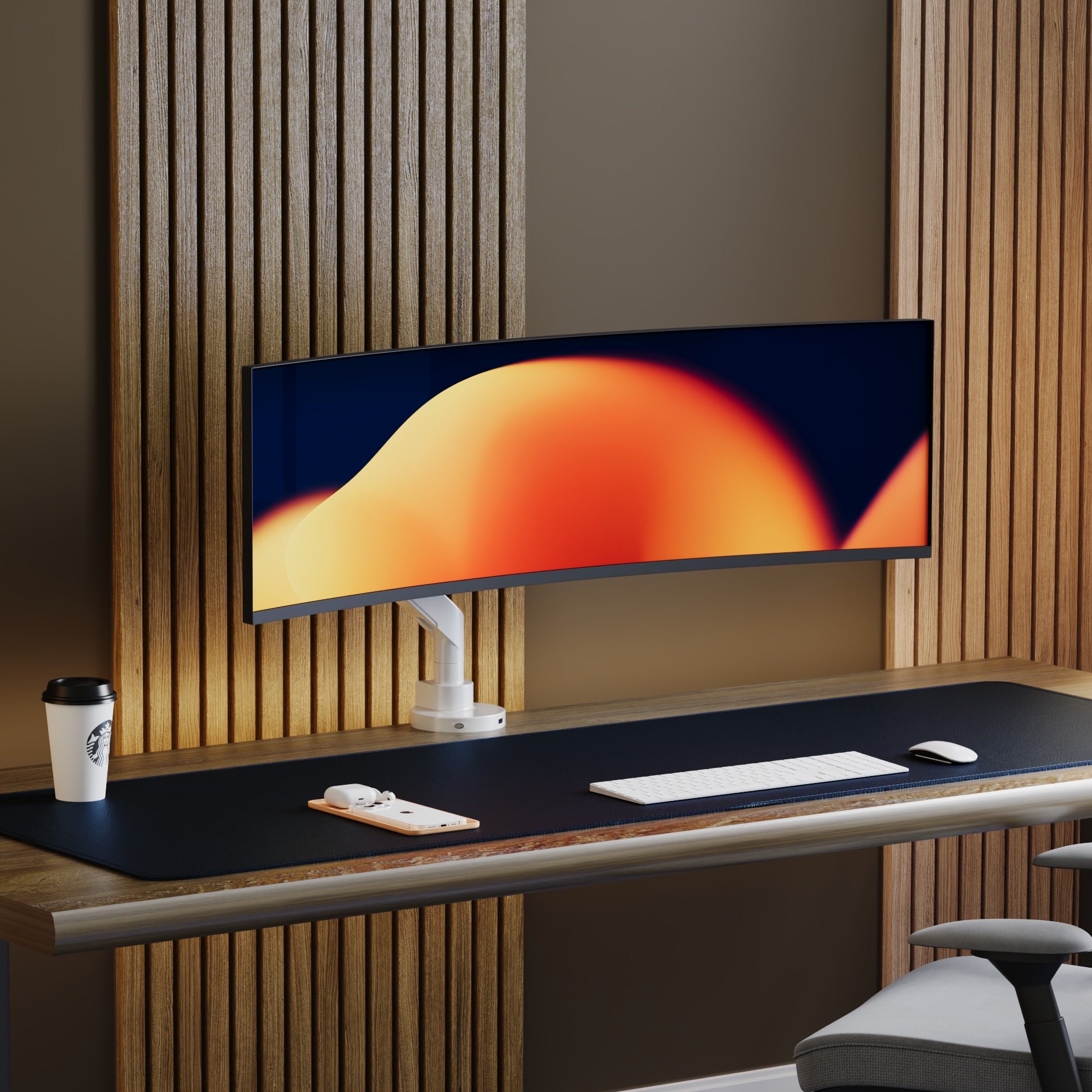 Alberenz® Wytrzymały uchwyt do monitora z gazową sprężyną, biały (do 57 cali)