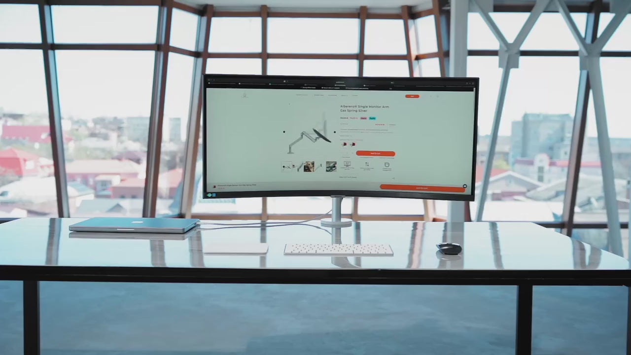 Alberenz® pojedyncze ramię do monitora z gazową sprężyną, srebrne
